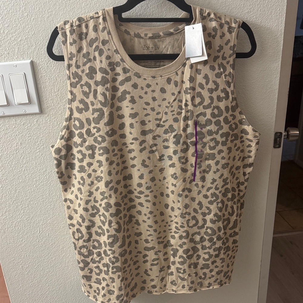Zoe + Liv Animal Print Muscle Tee - Brown